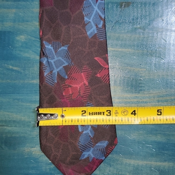 Brown, Red, Blue Leaf Pattern Tie - NEW - Picture 4 of 7
